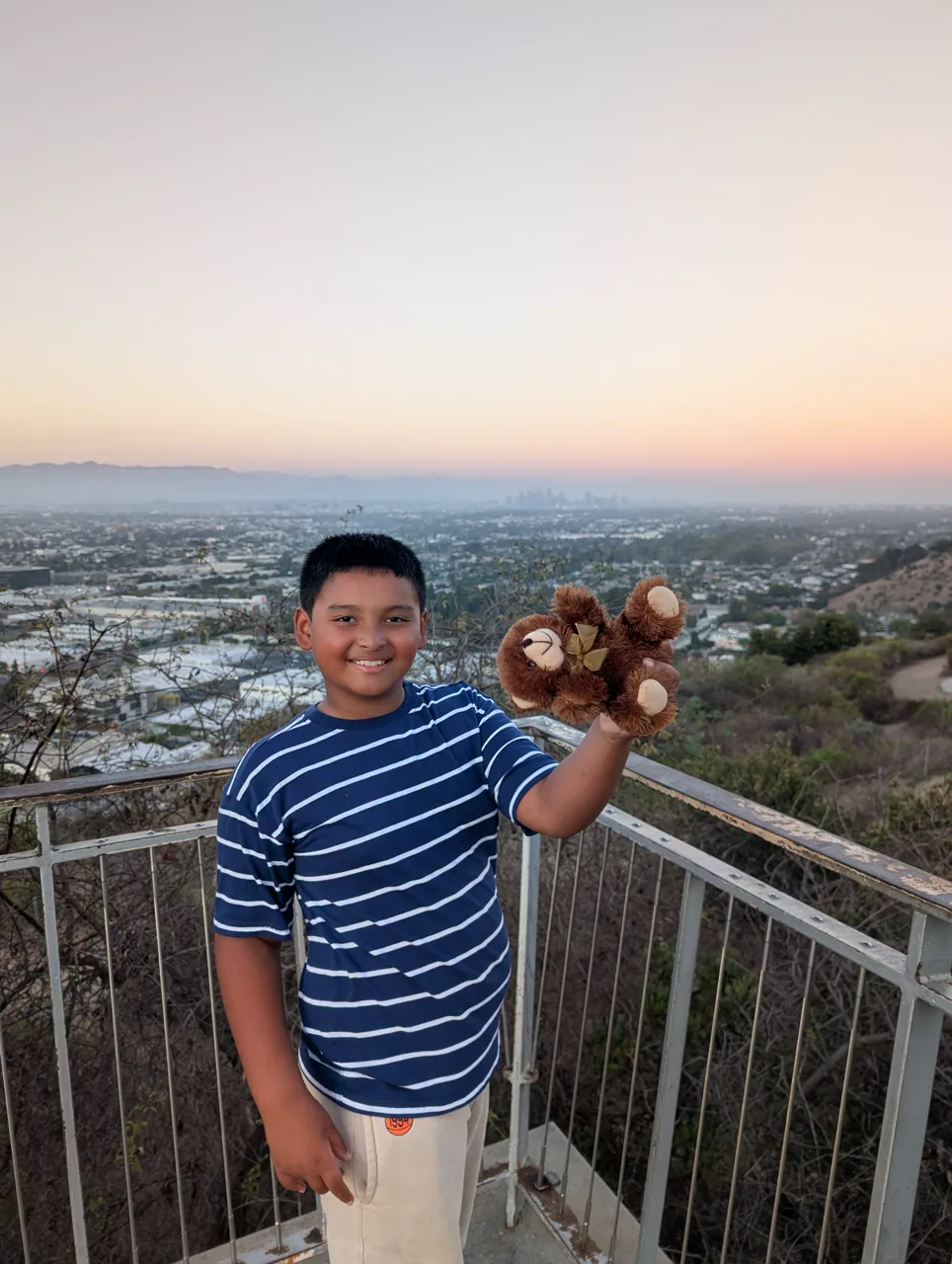 Ray and Mr. Bearry overlooking the city from Baldwin Hills